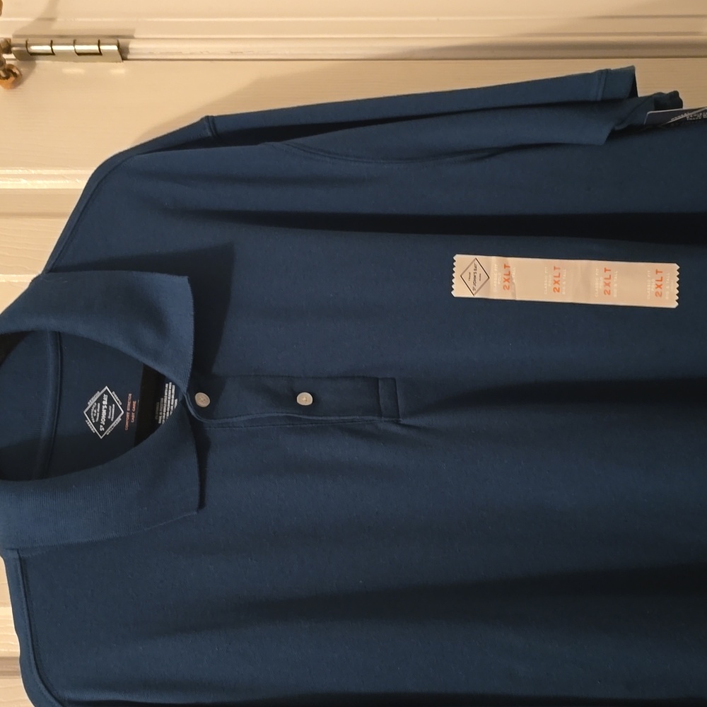 ST. JOHNS BAY MEN'S BIG AND TALL TEAL BLUE SHORT SLEEVE POLO SHIRT SIZE 2XLT - Picture 5 of 14